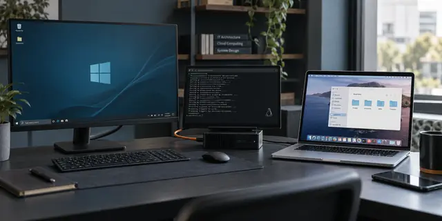 Gemeinsamer Arbeitsplatz mit Windows-PC, Linux-Mini-Server und MacBook mit Cloud-Anbindung